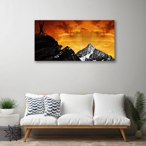 Tablou pe panza canvas Munții Peisaj Orange Gri Negru