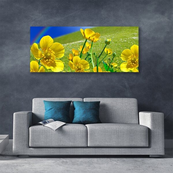 Tablou pe panza canvas Meadow Flori Rainbow Natura Galben Albastru Verde