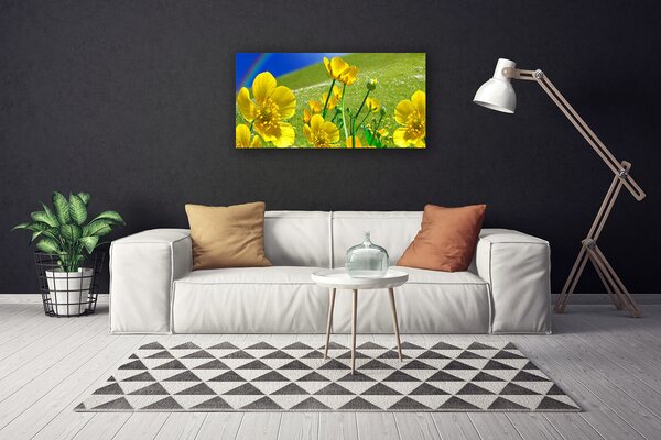 Tablou pe panza canvas Meadow Flori Rainbow Natura Galben Albastru Verde