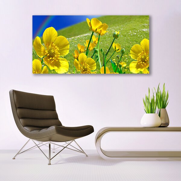 Tablou pe panza canvas Meadow Flori Rainbow Natura Galben Albastru Verde