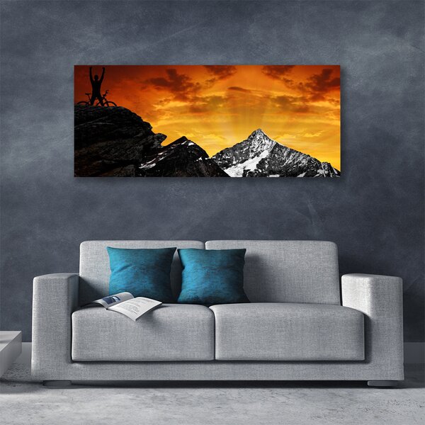 Tablou pe panza canvas Munții Peisaj Orange Gri Negru