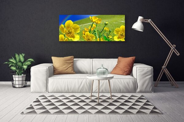 Tablou pe panza canvas Meadow Flori Rainbow Natura Galben Albastru Verde