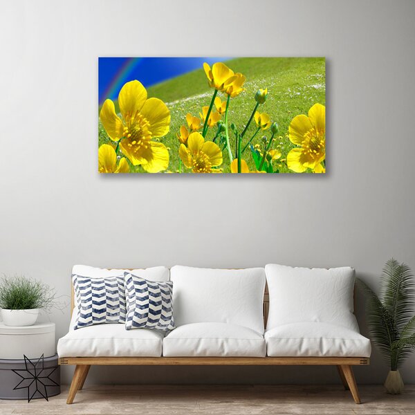 Tablou pe panza canvas Meadow Flori Rainbow Natura Galben Albastru Verde