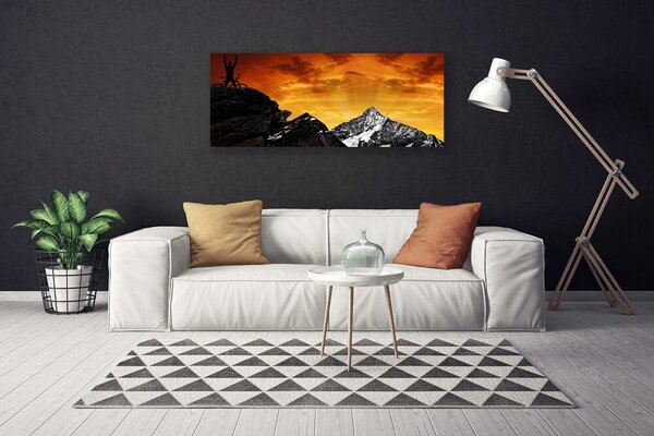 Tablou pe panza canvas Munții Peisaj Orange Gri Negru