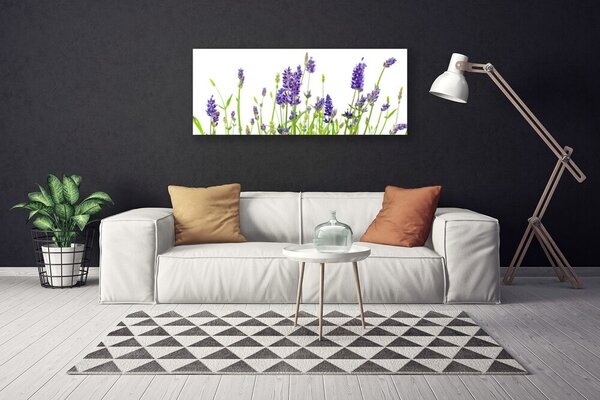 Tablou pe panza canvas Flori Floral Verde Violet Alb