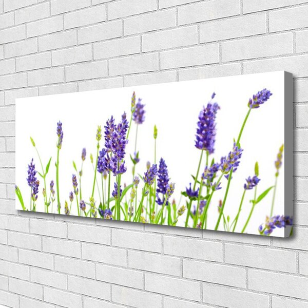 Tablou pe panza canvas Flori Floral Verde Violet Alb