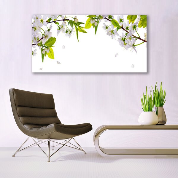 Tablou pe panza canvas Petale Natura Alb Verde
