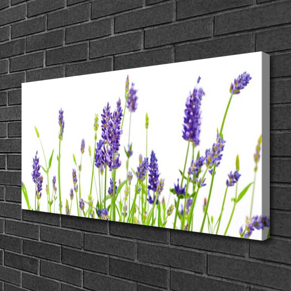 Tablou pe panza canvas Flori Floral Verde Violet Alb