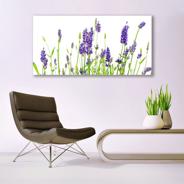Tablou pe panza canvas Flori Floral Verde Violet Alb