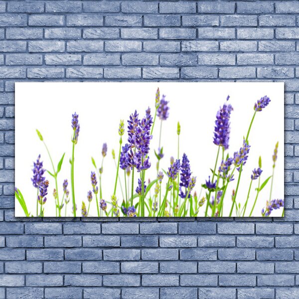 Tablou pe panza canvas Flori Floral Verde Violet Alb