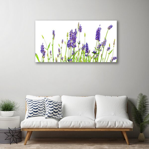 Tablou pe panza canvas Flori Floral Verde Violet Alb