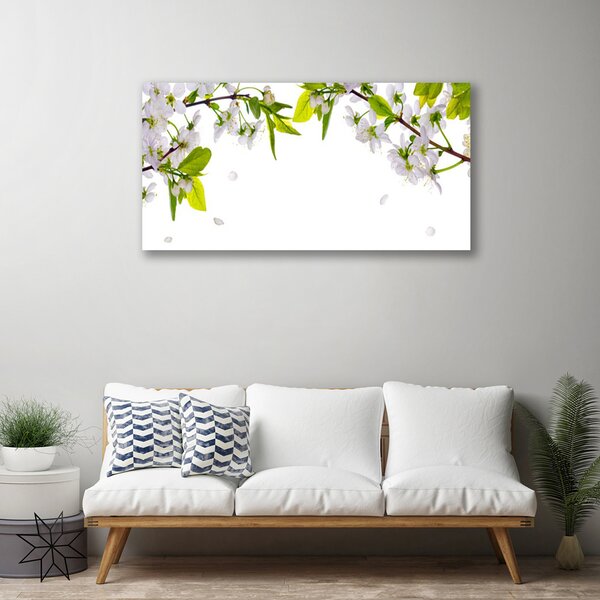 Tablou pe panza canvas Petale Natura Alb Verde