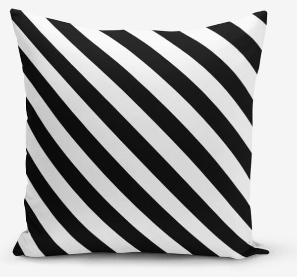Față de pernă cu amestec din bumbac Minimalist Cushion Covers Black White Seriti, 45 x 45 cm, negru - alb
