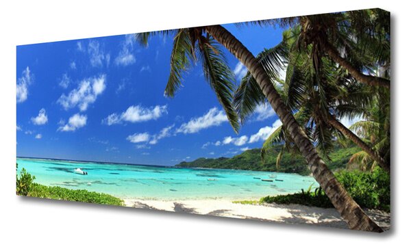 Tablou pe panza canvas Palm Sea peisaj copac Albastru Verde Maro