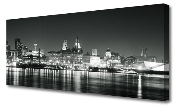 Tablou pe panza canvas Water City Case Negru Gri Alb