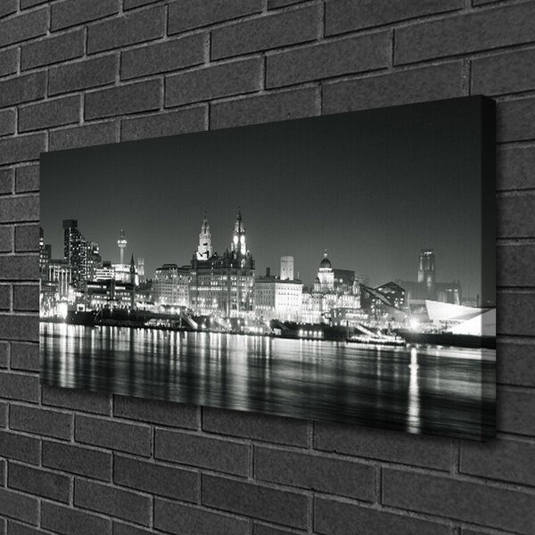 Tablou pe panza canvas Water City Case Negru Gri Alb