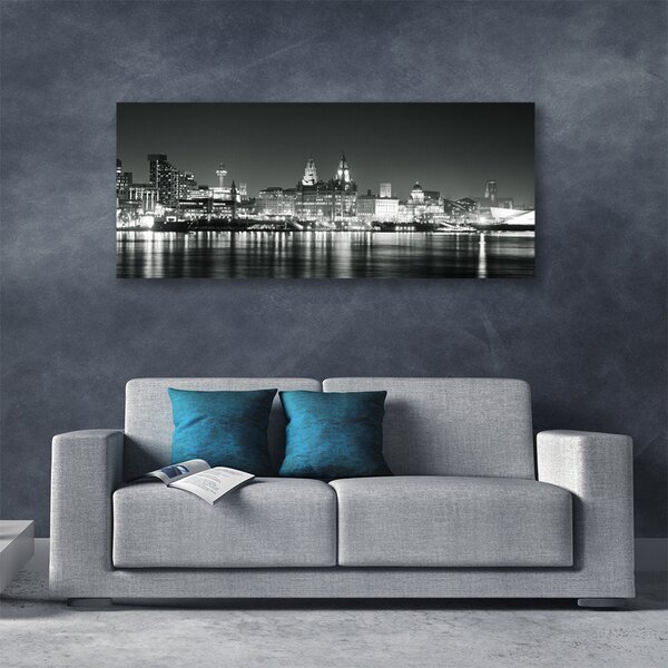Tablou pe panza canvas Water City Case Negru Gri Alb