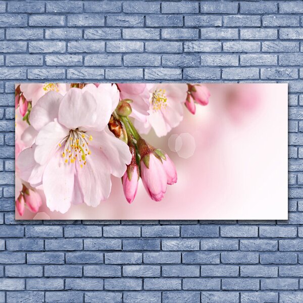 Tablou pe sticla Flori roz Floral