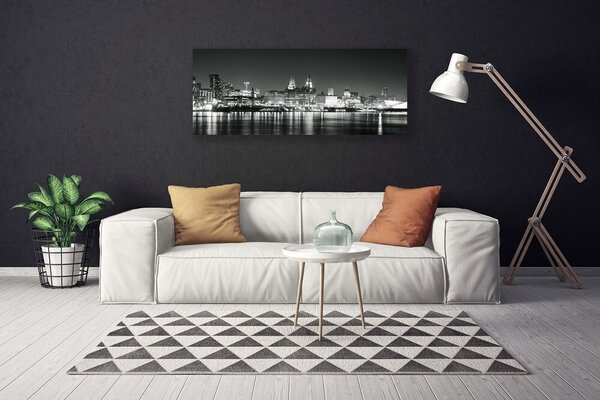 Tablou pe panza canvas Water City Case Negru Gri Alb