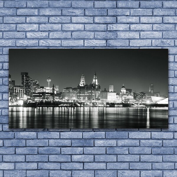 Tablou pe panza canvas Water City Case Negru Gri Alb