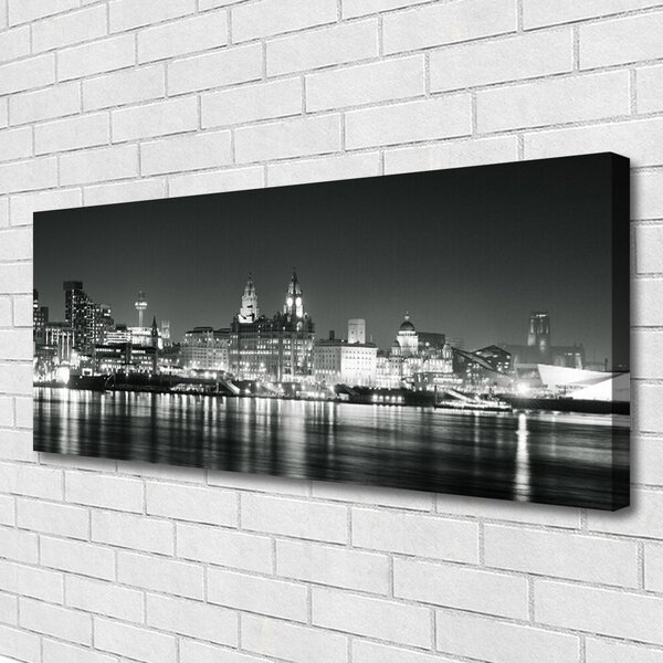 Tablou pe panza canvas Water City Case Negru Gri Alb