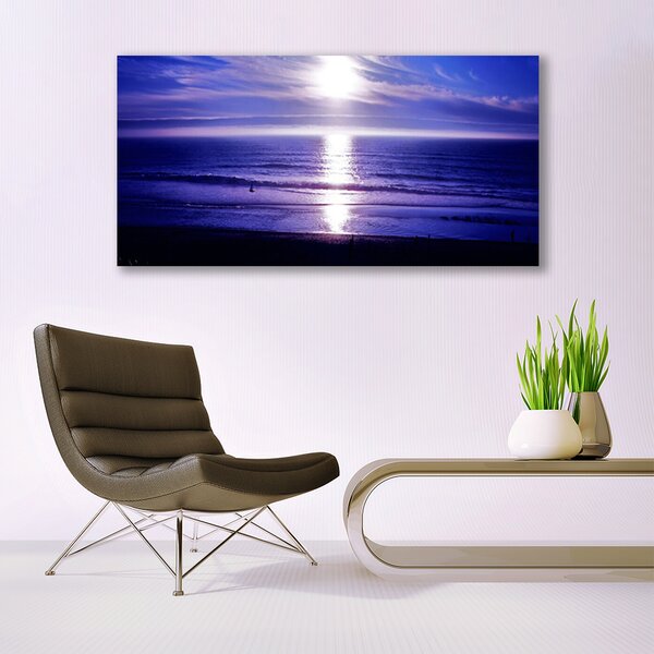 Tablou pe panza canvas Sea Sun Peisaj Alb Violet