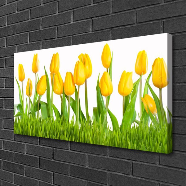 Tablou pe panza canvas Lalele Floral Galben Verde Alb