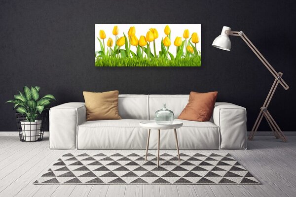Tablou pe panza canvas Lalele Floral Galben Verde Alb