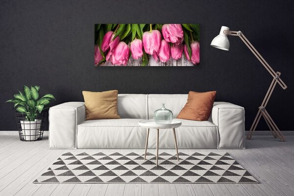 Tablou pe panza canvas Lalele Floral Roz Verde