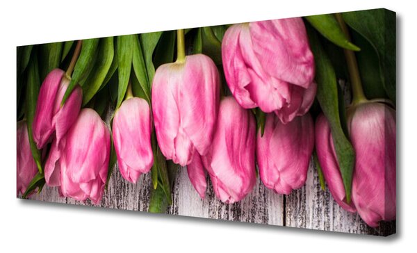 Tablou pe panza canvas Lalele Floral Roz Verde