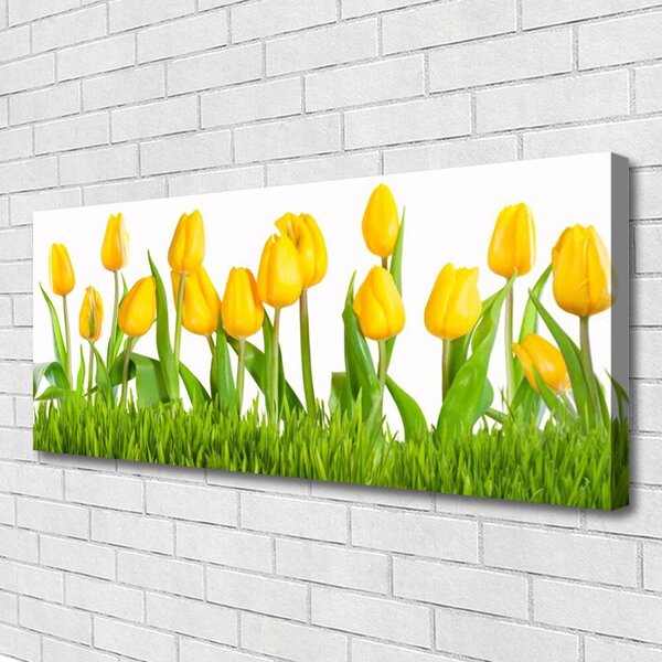Tablou pe panza canvas Lalele Floral Galben Verde Alb