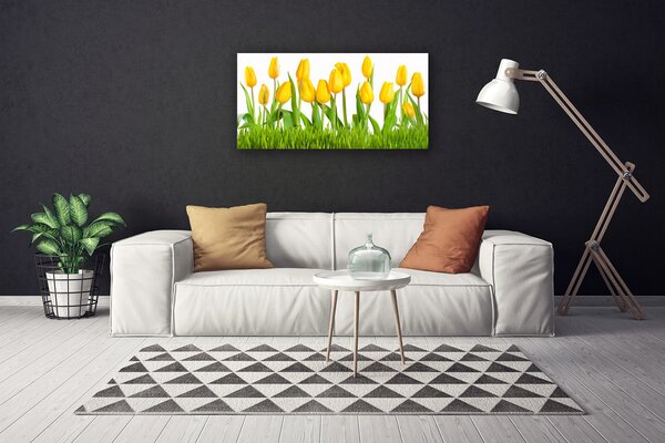 Tablou pe panza canvas Lalele Floral Galben Verde Alb