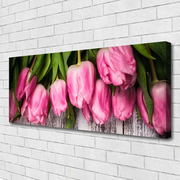 Tablou pe panza canvas Lalele Floral Roz Verde