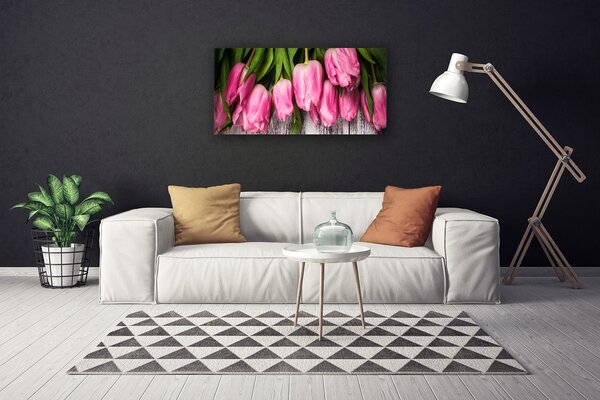 Tablou pe panza canvas Lalele Floral Roz Verde