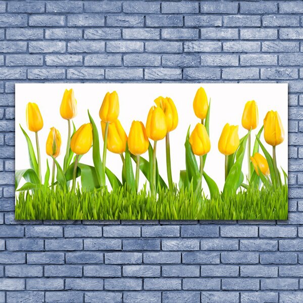 Tablou pe panza canvas Lalele Floral Galben Verde Alb
