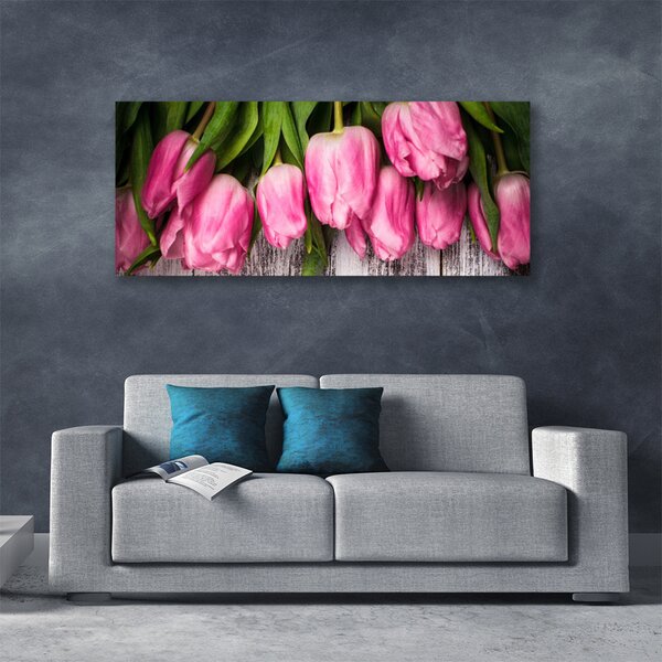 Tablou pe panza canvas Lalele Floral Roz Verde