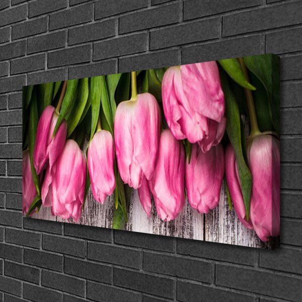 Tablou pe panza canvas Lalele Floral Roz Verde