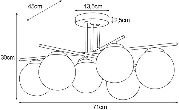 Kaja Rea lampă de tavan 6x10 W alb-auriu K-5424