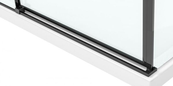 Rea Solar Black Mat, duș dreptunghiular cu ușă glisantă 90 (uşă) x 90 (perete) cm, sticlă transparentă de 6 mm, profil negru, REA-K6412