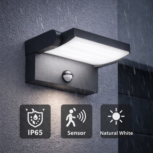 Aplică LED de exterior cu senzor BRILAGI ANKLE LED/18W/230V 4000K IP65
