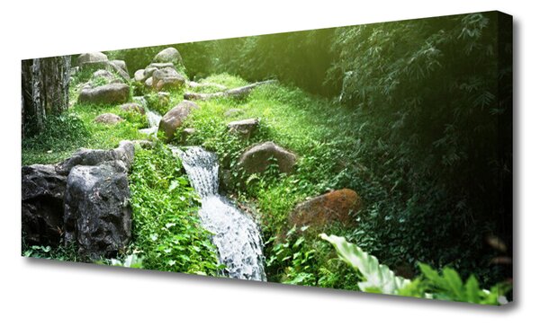 Tablou pe panza canvas Brook Ierburile Natura Verde Alb Gri
