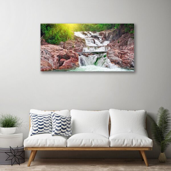 Tablou pe panza canvas Cascada Natura Verde Alb