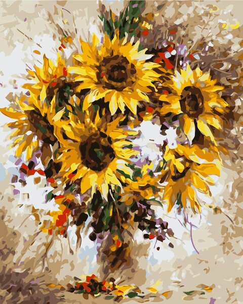 Pictura pe numere cu un cadru "Floarea-soarelui" 50x40 cm