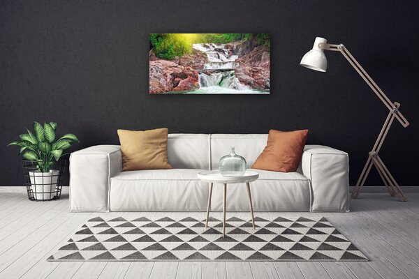 Tablou pe panza canvas Cascada Natura Verde Alb