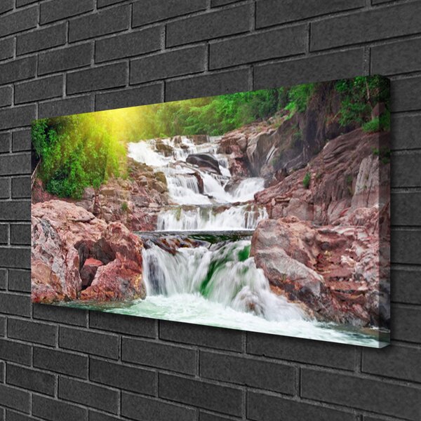 Tablou pe panza canvas Cascada Natura Verde Alb