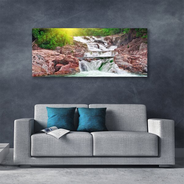 Tablou pe panza canvas Cascada Natura Verde Alb