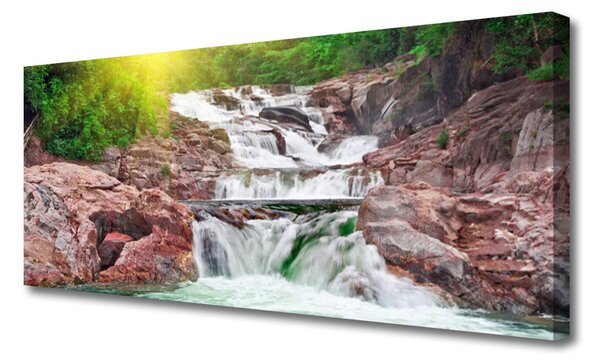 Tablou pe panza canvas Cascada Natura Verde Alb