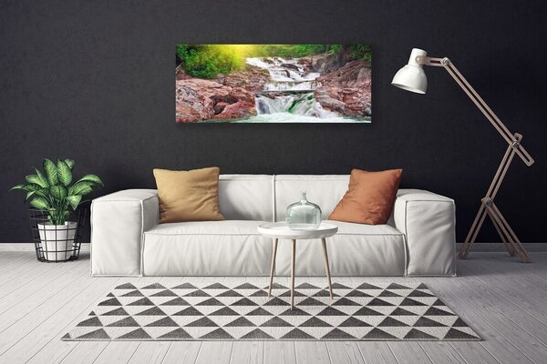 Tablou pe panza canvas Cascada Natura Verde Alb
