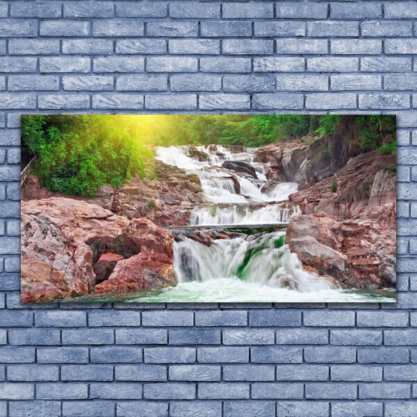 Tablou pe panza canvas Cascada Natura Verde Alb