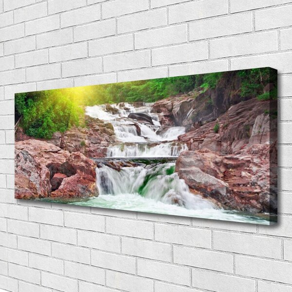 Tablou pe panza canvas Cascada Natura Verde Alb